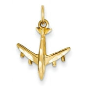 SWEET PEA JEWELLERY 14K Yellow Gold 3-D Airplane Charm (21.5 X 15.5) Made In United States c463