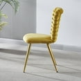 thumbnail image 6 of Fabric Dining Chairs Set of 2, Modern Accent Chairs with Iron Tube Legs and Comfy Backrest, Kitchen Chairs with Gold Frame for Dining Room, Cafe, 6 of 6