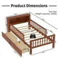 thumbnail image 5 of Duxelifin Twin Size Kids Bed with Storage - Solid Wood Platform Bed Frame with 2 Drawers & 3-Side Guardrails, Safe & Sturdy Design for Children & Teens（Walnut）, 5 of 8