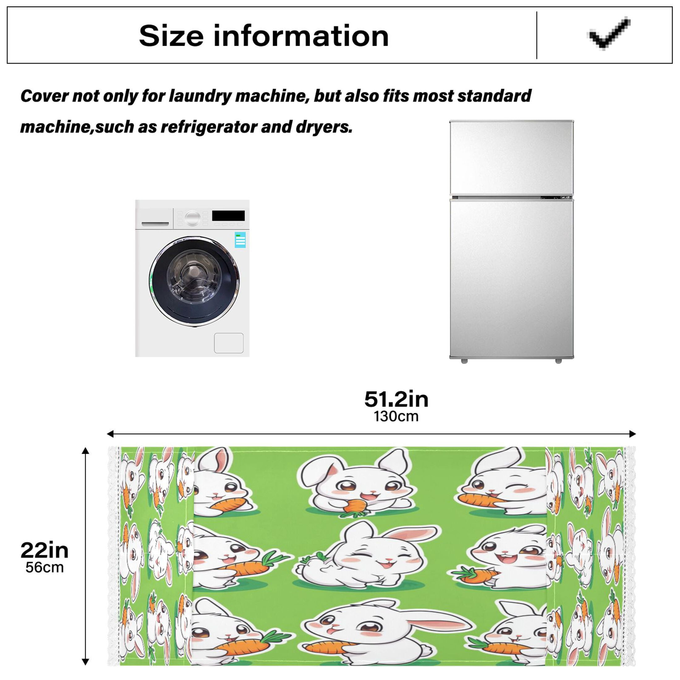 WOBOGO Cute White Rabbits Eating Carrots Washing Machine Cloth Dryer Refrigerator Top Cover Protective Non-Slip Mat For Kitchen Laundry