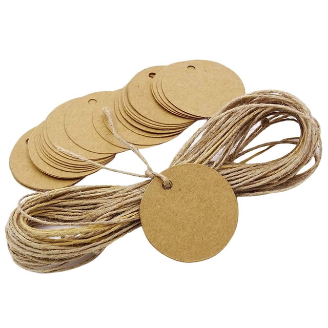 100 Pcs Forme Ronde Vierge Suspendue Tags Kraft Papier Cadeau de Mariage Tags avec Ficelle de Jute Naturel Gratuit