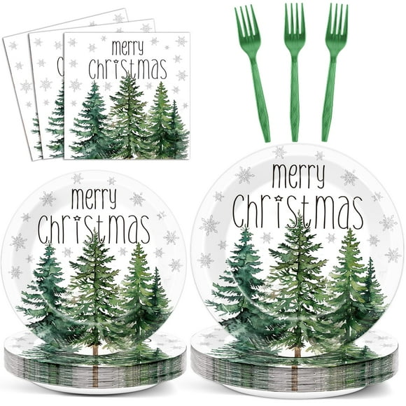 Juego de platos y servilletas de papel para árbol de Navidad, 96 unidades, de CHUNNIN