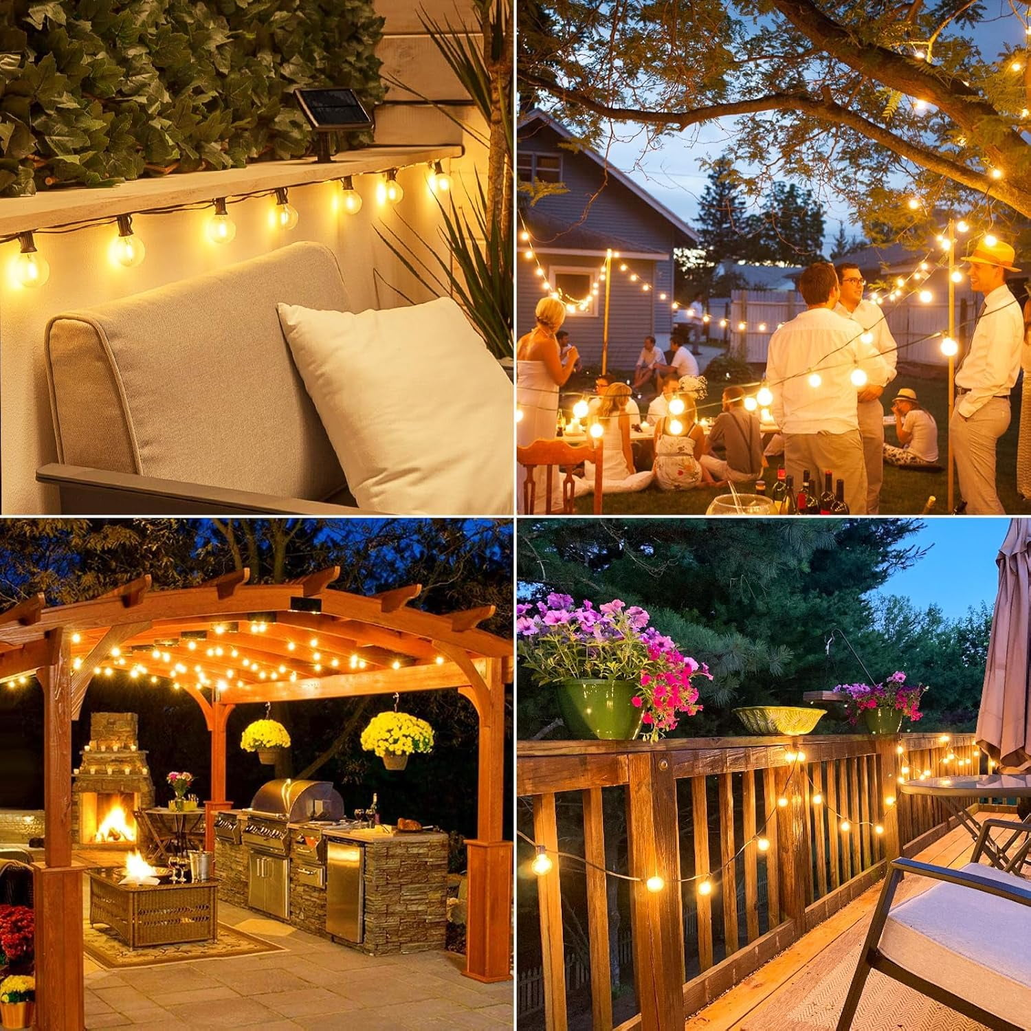 100FT Outdoor String Lights, with 50 G40 Edison Vintage Bulbs, Waterproof for Patio Garden Gazebo Bistro Cafe Backyard