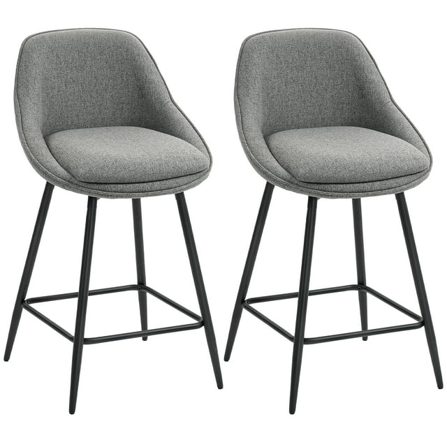 HOMCOM Tabourets de Bar Pivotants Ensemble de 2 Tabourets de Comptoir 26 Pouces, Gris Foncé
