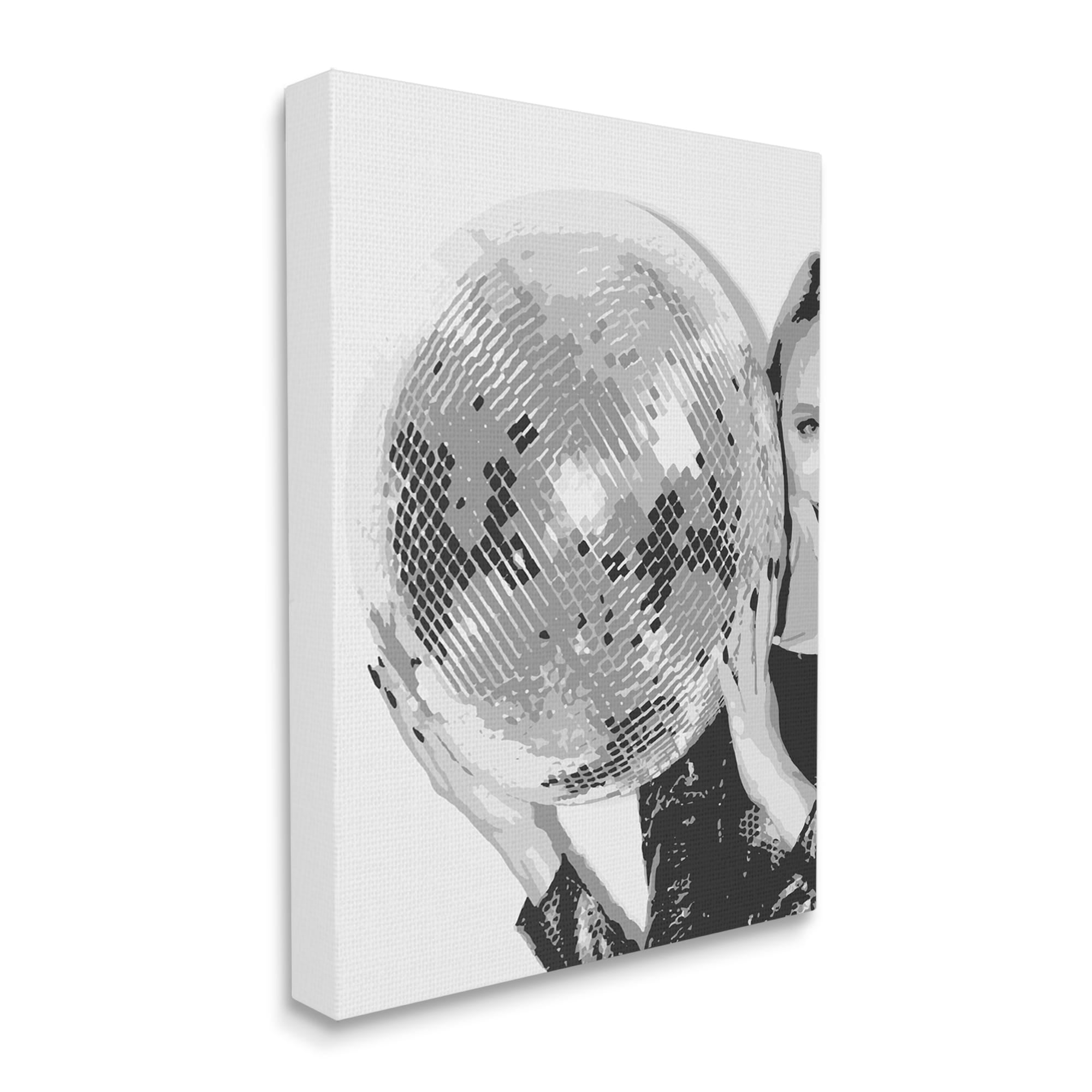 Stupell Industries Vintage Woman Holding Disco Ball Beauty & Fashion Painting Gallery Wrapped Canvas Print Wall Art