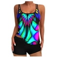 thumbnail image 1 of RKSTN Maillot de Bain pour Femmes Conservateur Ample Grande Taille Tankini Maillot de Bain pour Femmes Col Rond Sans Manches Hauts de Tankini avec Short Garçon Ensemble Deux Pièces, P-5TG, 1 of 2