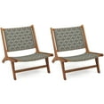 thumbnail image 1 of Coatway 2 PCS Patio Teak Wood Chair with Nylon Webbing Seat & Back for Backyard, Porch, 1 of 8