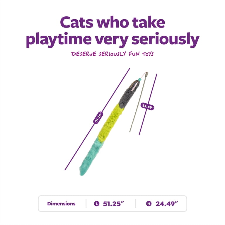 SmartyKat Crazy Catch Extra Long Breakaway Plush Wand Cat Toy with