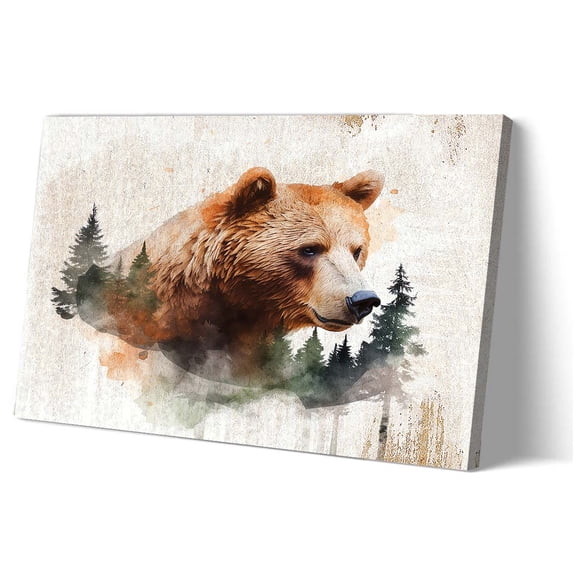 Bear with A Mountain Wall Art Animal Wildlife Poster Decoration Wall Decorative Modern Prints for Living Room Artwork Canvas Oil Painting