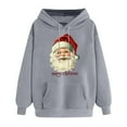 thumbnail image 4 of Women’s Retro Santa Claus Print Hooded Sweatshirt Long Sleeve Baggy Christmas Pullover with Pockets Festive Merry Christmas Hoodie for Holiday Outfits 2025 Trendy Casual Top, 4 of 5