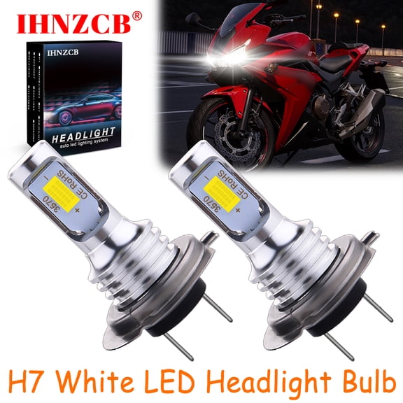 IHNZCB for Honda CBR500R CBR300R CBR125R - 2X H7 LED Headlights Bulb 55W White YTB,Motorcycle Light,Y18