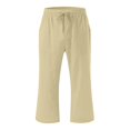 thumbnail image 4 of FAOWME Kids Comfortable High Waisted Wide Leg Pants Drawstring Elastic Trousers Comfy Straight Leg Long Pants With Pockets Beige 6-7 Years, 4 of 5