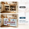 thumbnail image 4 of Laundry Room Cabinet Curtain 35"Wx35"L, Dustproof Under Sink Skirt with Self Adhesive Tape, Blue Cartoon Washing Machine Clothes Cabinet Curtain Cover for Kitchen Sink, Bathroom Vanity, Laundry Room, 4 of 9