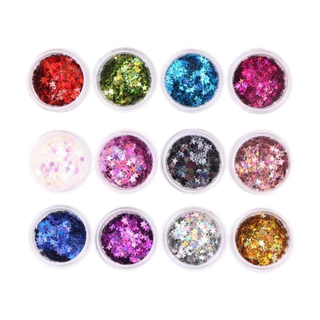 12 Cajas de Diseño de con Fina para Uñas, Tatuajes con Brilnte para Decoración de Uñas - Sunnimix brillo de lentejuelas de uñas
