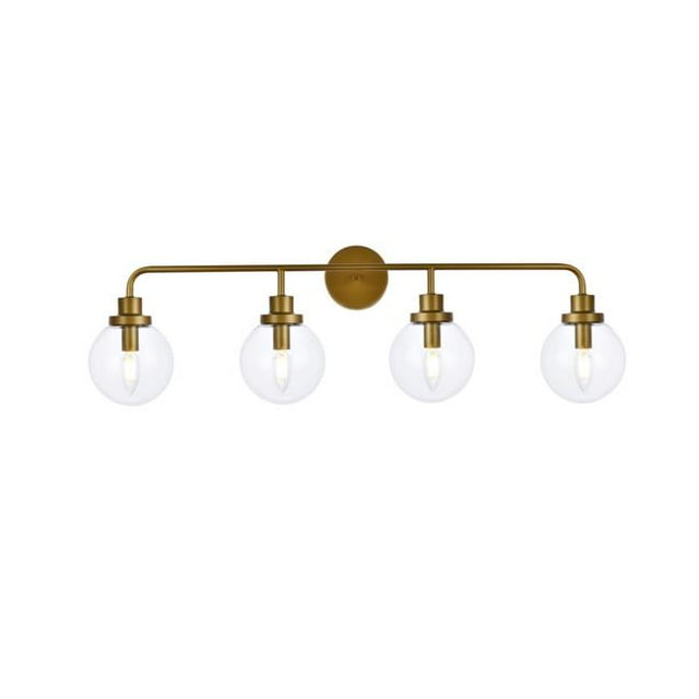 Living District LD7037W38BR Hanson 4 Lights Bath Sconce In Brass with Clear Shade