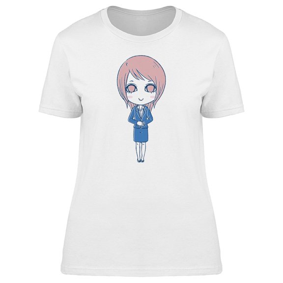 Cute Happy Office Lady Cartoon Tee Women's -Image by Shutterstock