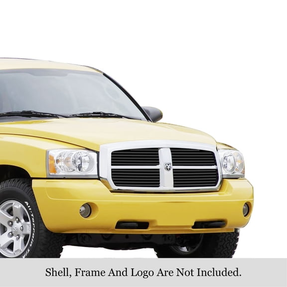 APS 2005-2007 Dodge Dakota Black Stainless Steel Billet Grille 8x6 horizontal billet