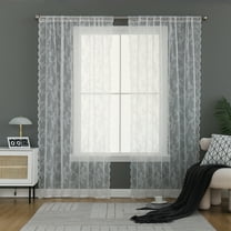 DONGPAI Floral Sheer Curtain Window Drapes Rod Pocket Vintage Lace Screening Curtains for Living Room Bedroom Home Decor, 1 Panel