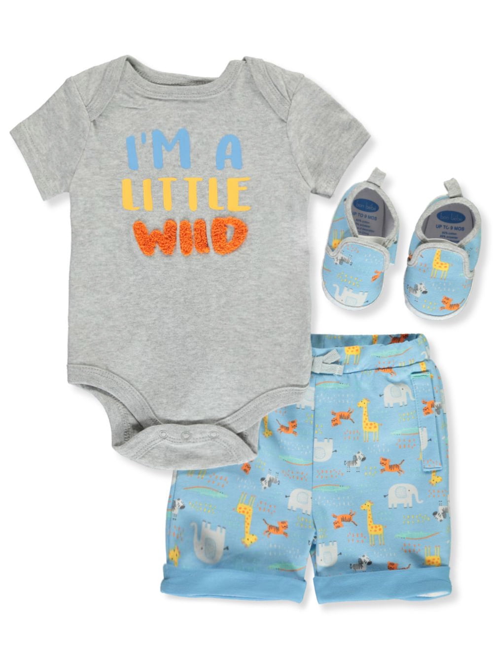 Bon Bebe Bon Bebe Baby Boys Little Wild 3 Piece Layette Set Newborn Walmart Com Walmart Com