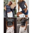 thumbnail image 6 of Zeagoo Women Crewneck Slim Fitted Short Sleeve T Shirts Cute Stretchy Bodycon Basic Tee Tops, 6 of 6