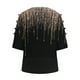 thumbnail image 4 of Sexy mujer Casual impreso media manga Halter collar Clod hombro pulóver blusa camiseta Tops Fridja bn1672, 4 of 5