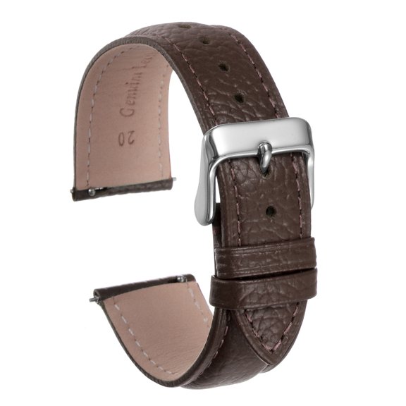 Uxcell Genuine Leather Watch Bands 20mm Flat Quick Replacement Leather Watch Strap Elegant Women Men Watch Straps Brown