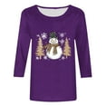 thumbnail image 4 of FDGIU Women's Christmas Shirts 2025 - 3/4 Sleeve Graphic Tee with Xmas Tree & Snowflake Prints, Loose Fit Tunic Top for Holiday, 4 of 5