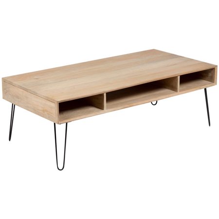Graphik Contemporary Solid Mango Wood Hairpin Legs Coffee Table