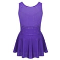 thumbnail image 2 of Vxuxlje Kids Girls Ice Skating Sparkle Diamond V-shaped Sheer Tulle Splice Leotard A-line Dress for Violet 16, 2 of 7