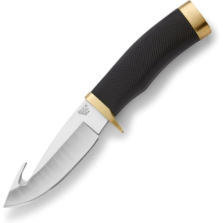 Buck Knives 691 Buck Zipper Hunting Knife, 4-1/4" Drop Point Guthook Blade, Rubber Handle, 6.6 oz