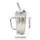 thumbnail image 3 of 250ml Glass Water Cup With Handle Cup Lid Glass Straw Beverage Cup Coffee Cup Cold Drink Cup, 3 of 7