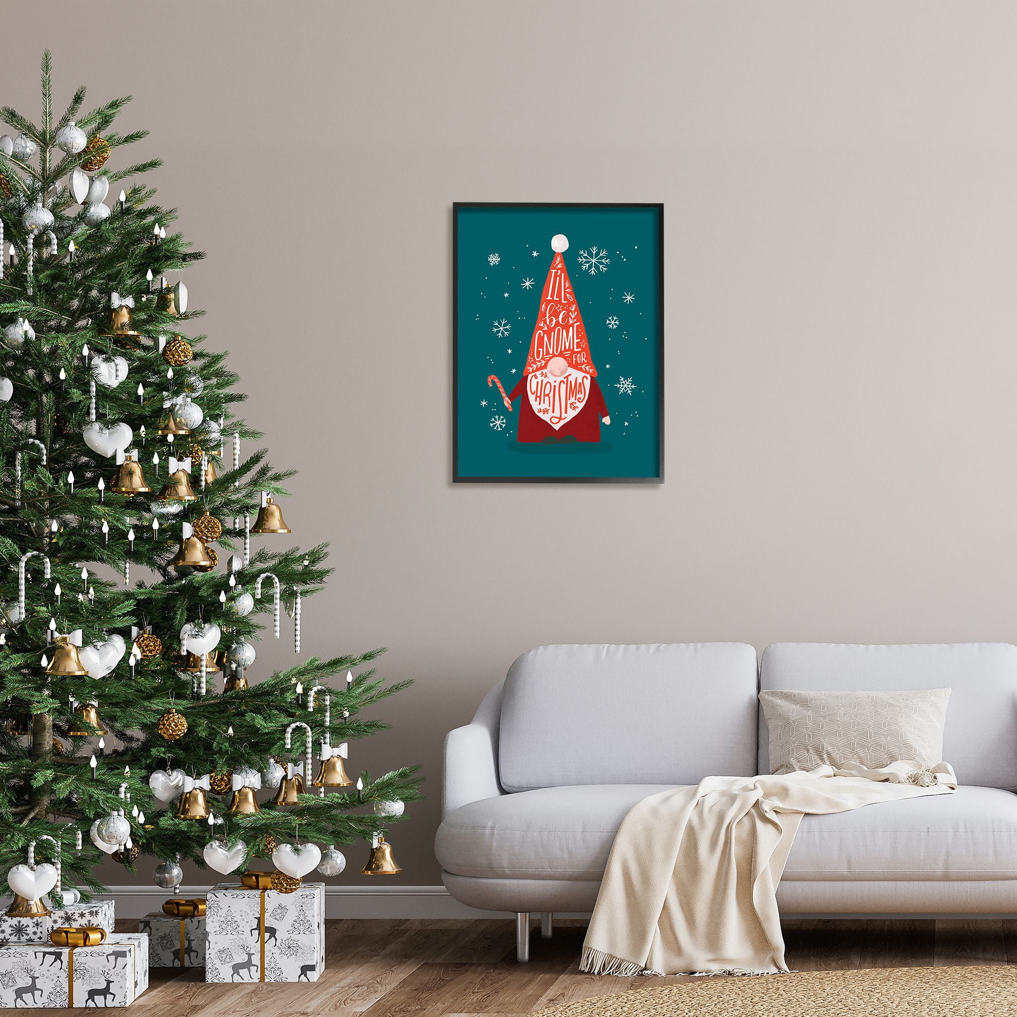 Stupell Indtries Gnome For Christmas Holiday Pun Funny Garden Elf,24 x 30,Design by Loni Harris