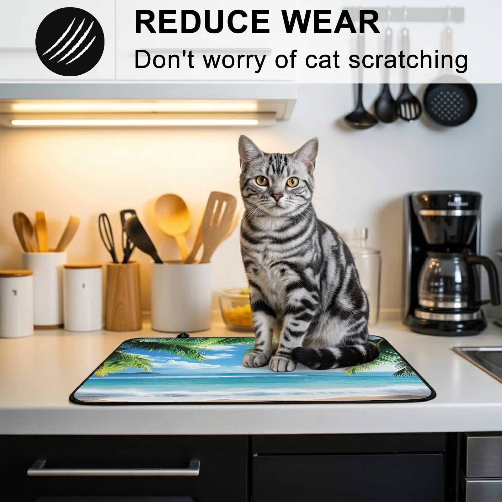 Beach Ocean Waves Stove Top Cover for Electric Stove, Heat-proof & Non Slip Glass Top Stove Cover Protector, Summer Tropical Palm Tree Leaves Kitchen Flat Cooktop Rubber Mat 24x21 Inches