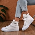 thumbnail image 3 of Rokment Women's Men's High Top Fashion Sneakers Walking Tennis Shoes Spring Fall Trendy Canvas Lace up Couples Casual Flat White Size 9, 3 of 7