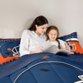 thumbnail image 5 of jejeloiu American Rugby Sport Queen Comforter Set,Deepblue Orange Bedding Comforter Set For Ball Lover Reversible 3-Piece, 5 of 8