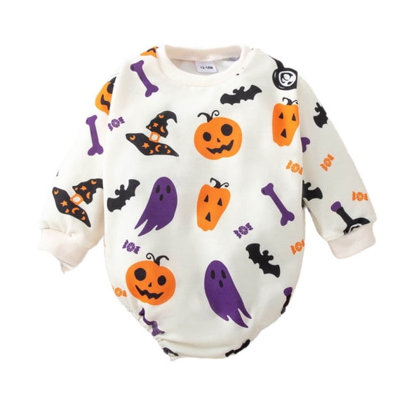 XAOFW Halloween Adorable boys girls Romper Cozy long sleeve crewneck cartoon Bodysuit For Baby Toddlers trendy Onesie 1-2 Years