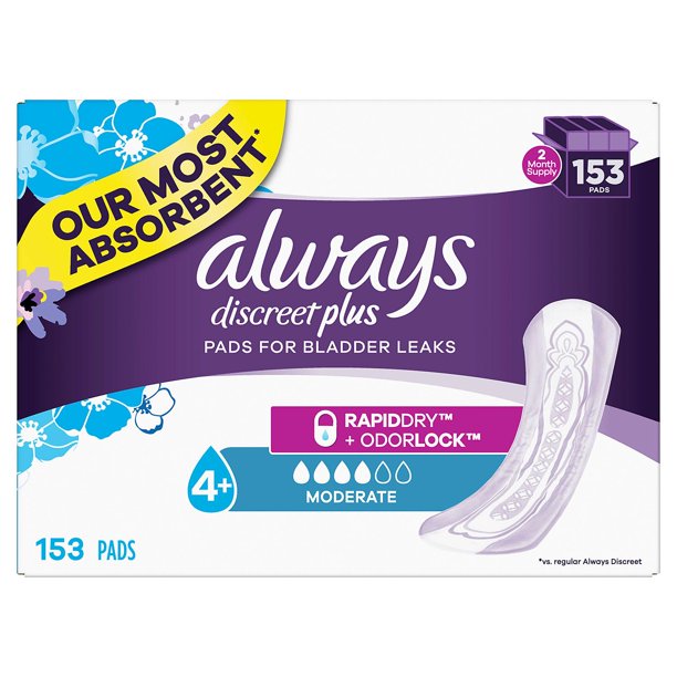 The Always Discreet Plus Incontinence Pads, Moderate Absorbency (153 ct