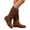 Brown, variant on Women's Low Heel Mid Calf Boots with Side Zipper Buckle Accent Flat Heel Faux Suede Slouchy Outdoor Footwear Casual Non-Slip Fall Winter Boots Beige 7 Wide