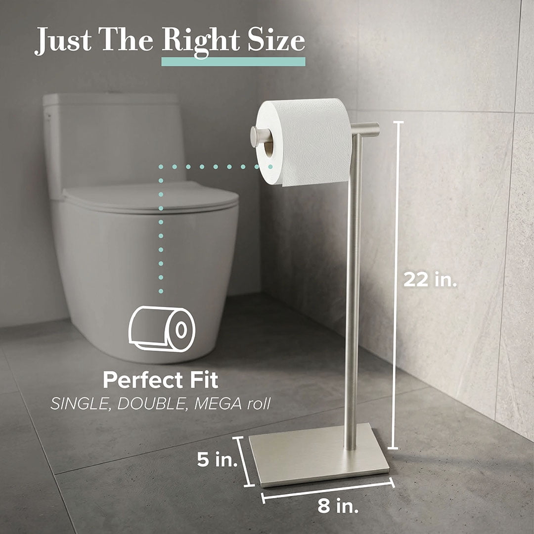 Gatco 1431SN Square Freestanding Toilet Paper Holder, Satin Nickel