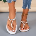 thumbnail image 1 of Commforr Flip Flops Women, Comfortable Sandals for Women, Flat Shoes for Women, Summer Fashion Casual Rhinestone Toe Flip Flops With Herringbone Design And Exposed Toes, White, 5.5, 1 of 8