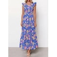 thumbnail image 6 of PRETTYGARDEN Women's Boho Floral Maxi Dress Summer Smocked V Neck Ruffle Sleeve Spring Flowy Beach Vacation Sundresses, 6 of 6
