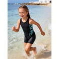 thumbnail image 5 of Aislor Girls One Piece Sleeveless Open Back Swimsuit Shorty Swim Jumpsuit For Beach Pool Swimming Bathing Suit Pink Lily&Black 8, 5 of 7