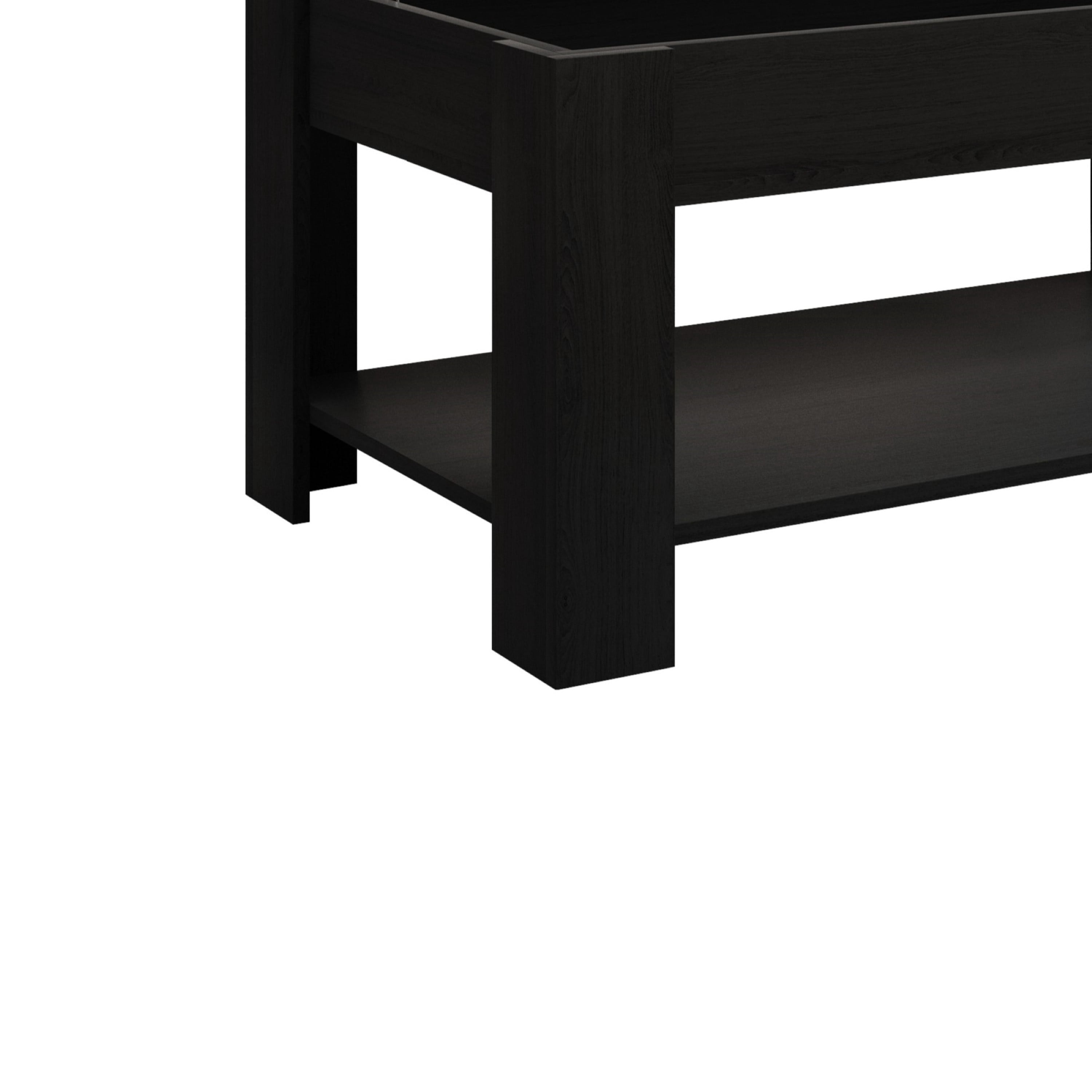 Home Design Magnolia 3-Piece Coffee Table Set with Lift-Up Rectangular Coffee Table and 2 End Tables, Hidden Storage and Modern Design for Living Room, Black