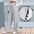 thumbnail image 2 of IWRICH Women's Wide Leg Sweatpants High Waisted Baggy Interior Drawstring Sweatpants Straight Leg Sweat Pants Light Gray L, 2 of 9