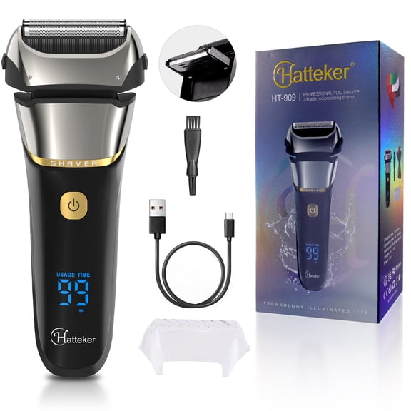 Hatteker HT-909 Electric Foil Shaver Beard Trimmer IPX6 USB Cordless