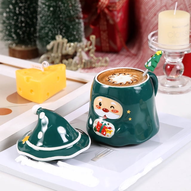 Festive Santa Ceramic Mug For Cute Cartoon Coffee Cup With Handle Holiday Party Drinkware
