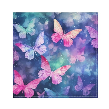 

JSTEL Butterfly Colorful Cloth Napkins Set of 6 20x20 Inch Washable and Reusable Napkin for Decoupage Dinner Party Everyday Use