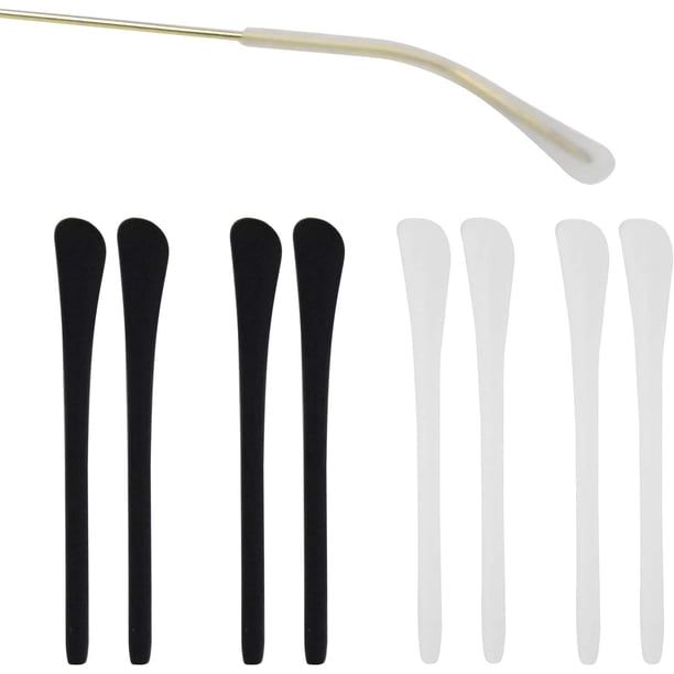 4 pares de puntas de gafas de silicona antideslizantes, suaves y cómodas, herramienta de reparación de ganchos para las orejas de silicona para patas de gafas de sol de metal fino (blanco y negro) Sincero Electrónica