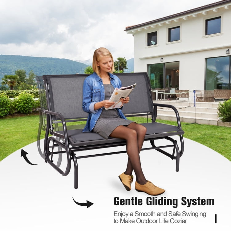 Aimee Lii Double Chair Outdoor, Patio Glider Bench, Porch, Backyard, Sturdy, Gray Aimee Lii Double Chair Outdoor, Patio Glider Bench, Porch, Backyard, Sturdy, Gray