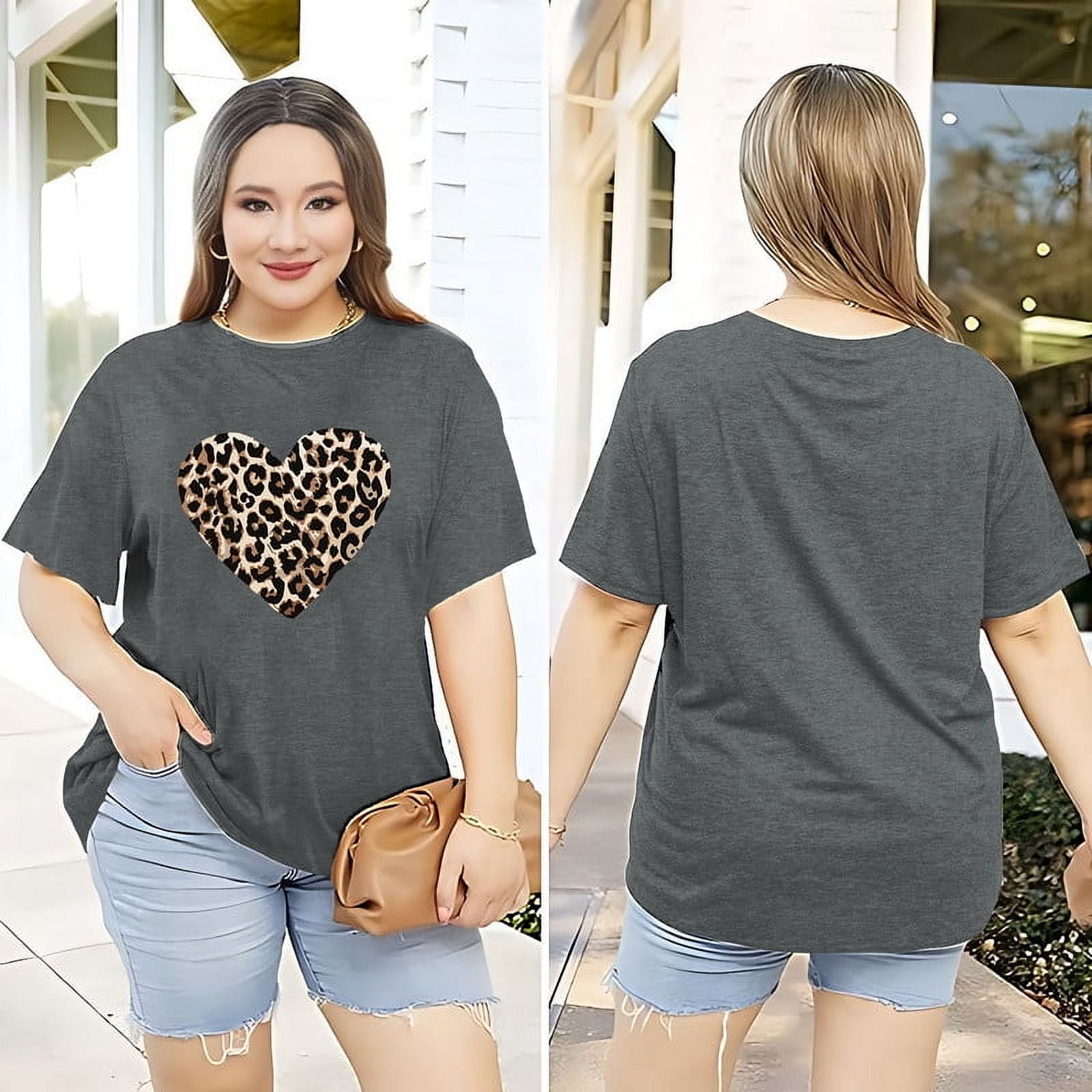 XCHQRTI Womens Love Heart T-Shirts Valentine's Day Graphic Tees
